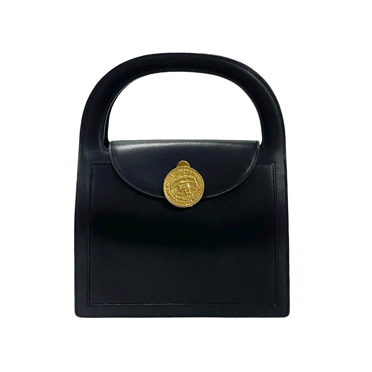Globe Metal Women Leather Black Travel Bag