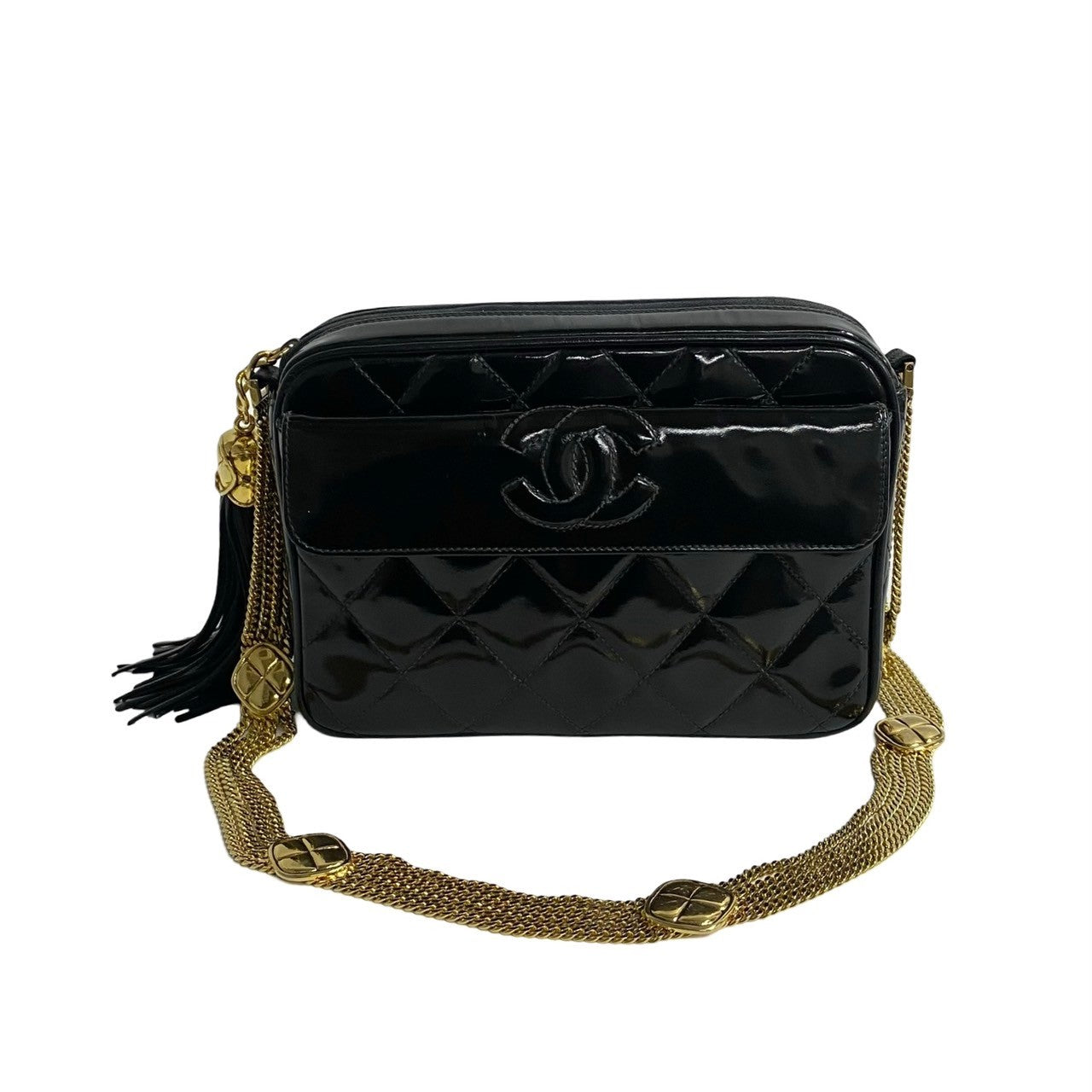 Chanel Patent Black Leather Shoulder Bag