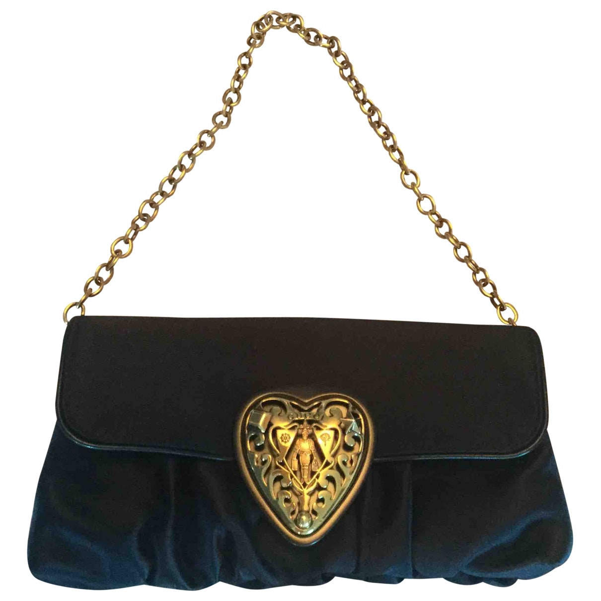 Gucci black silk clutch bag