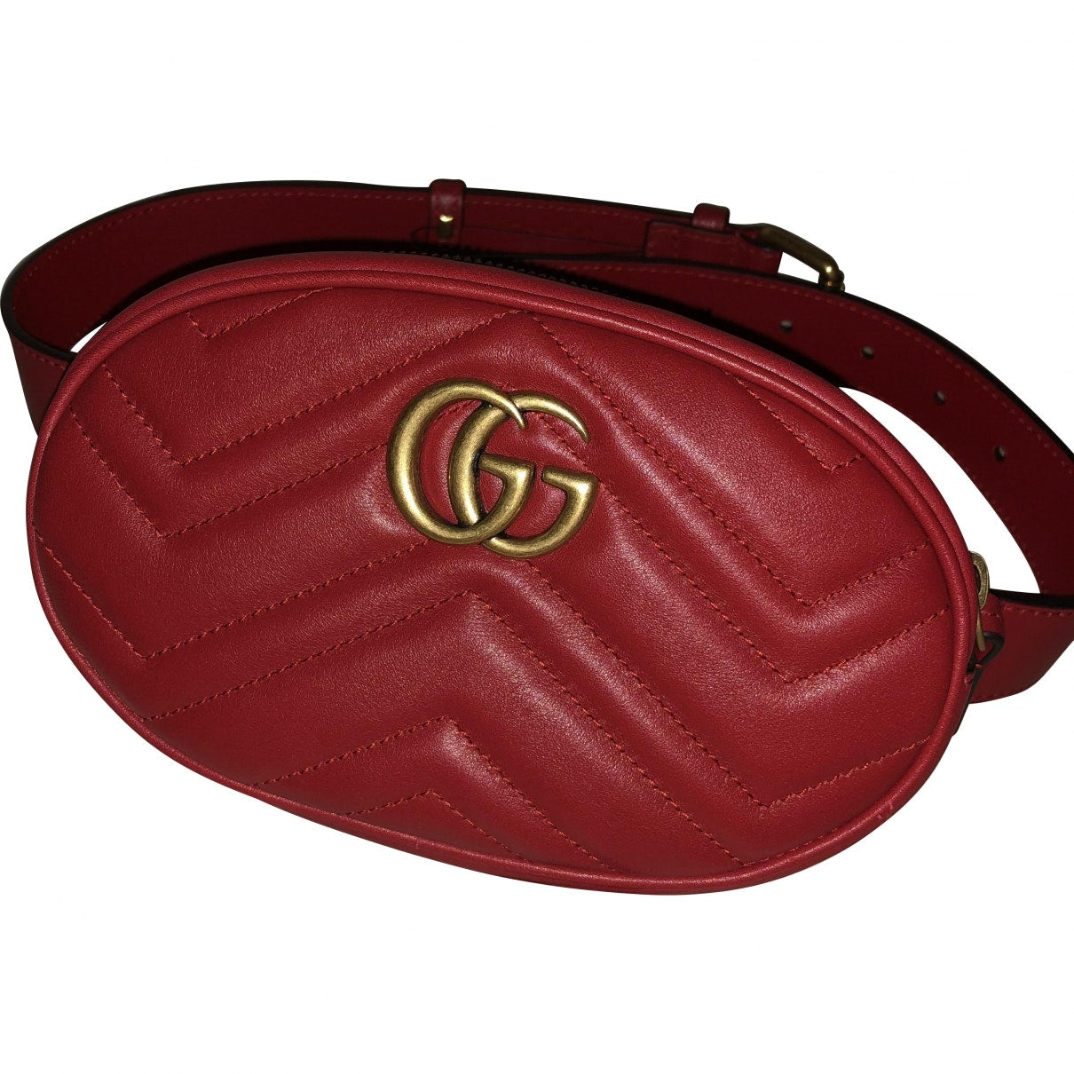 Gucci marmont red leather clutch bag