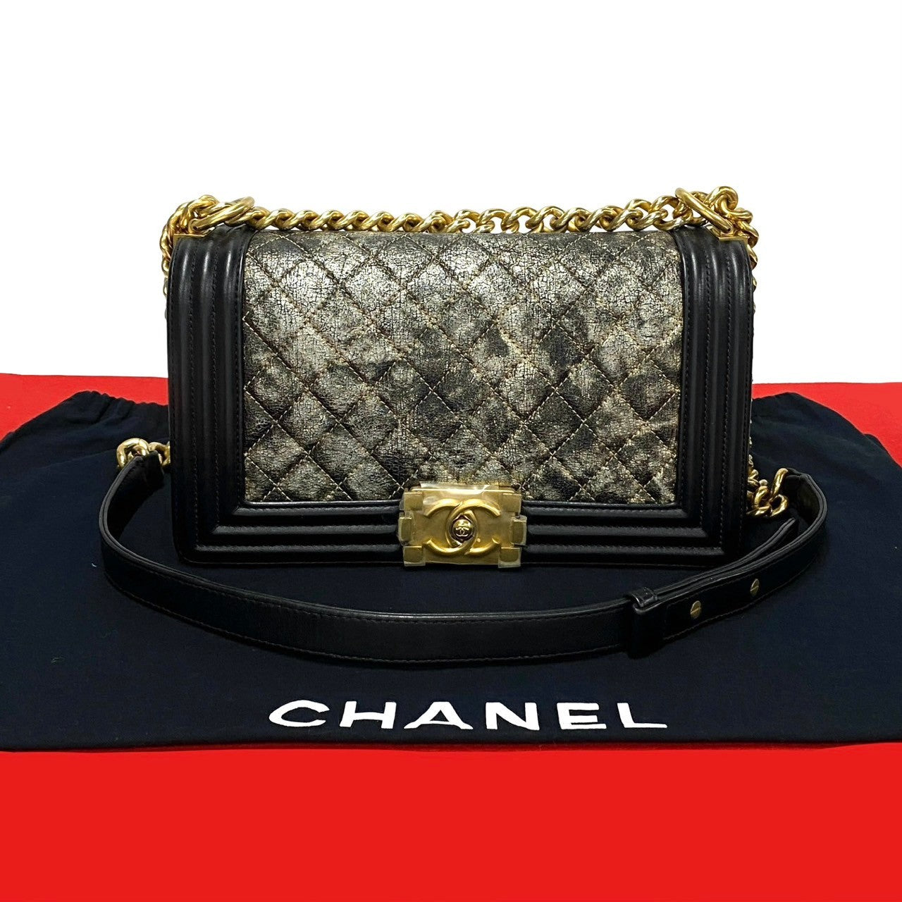 Chanel Boy Black Leather Shoulder Bag