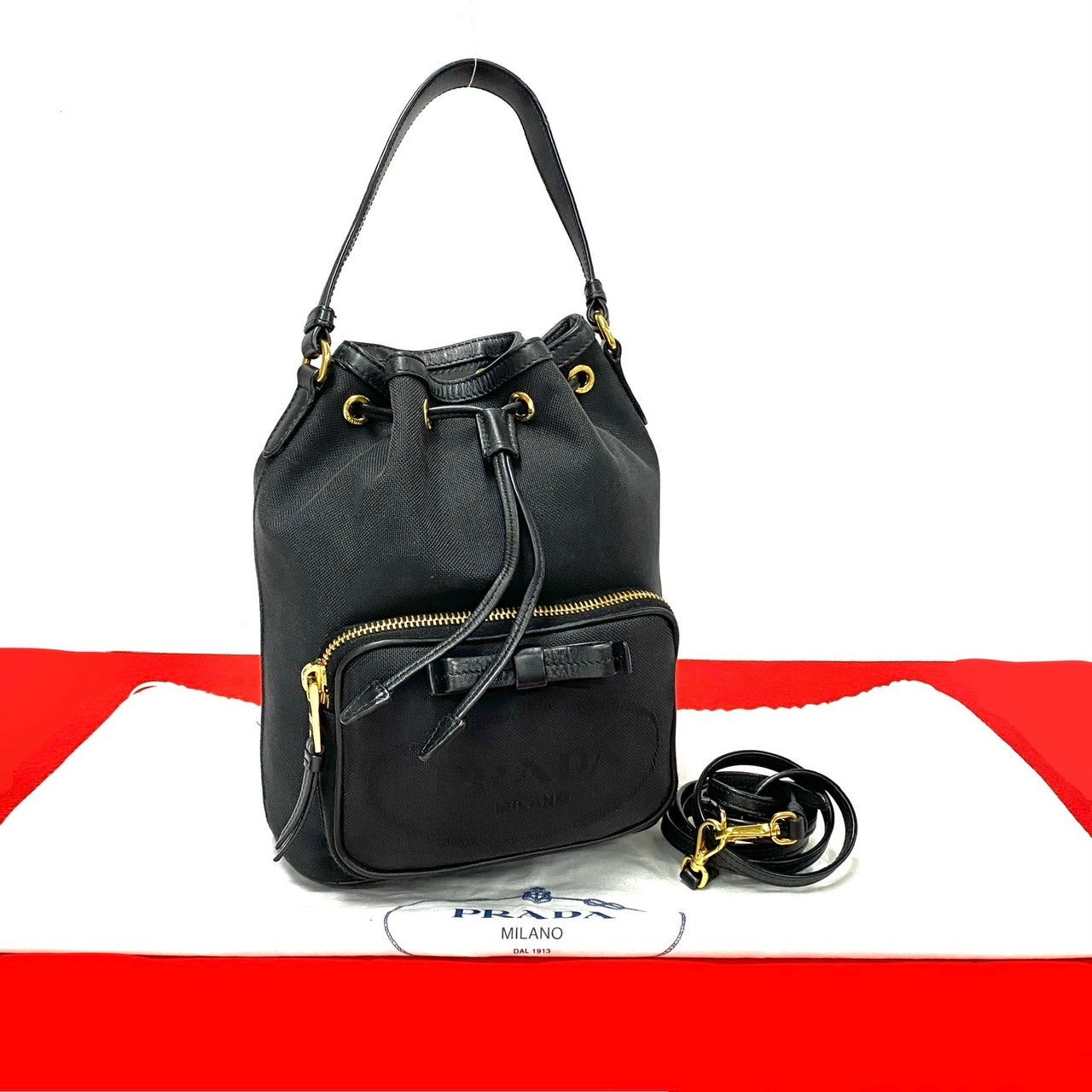 Shoulder Bag Duet Leather Black