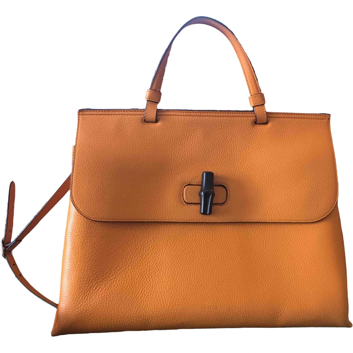 Gucci bamboo orange leather handbag