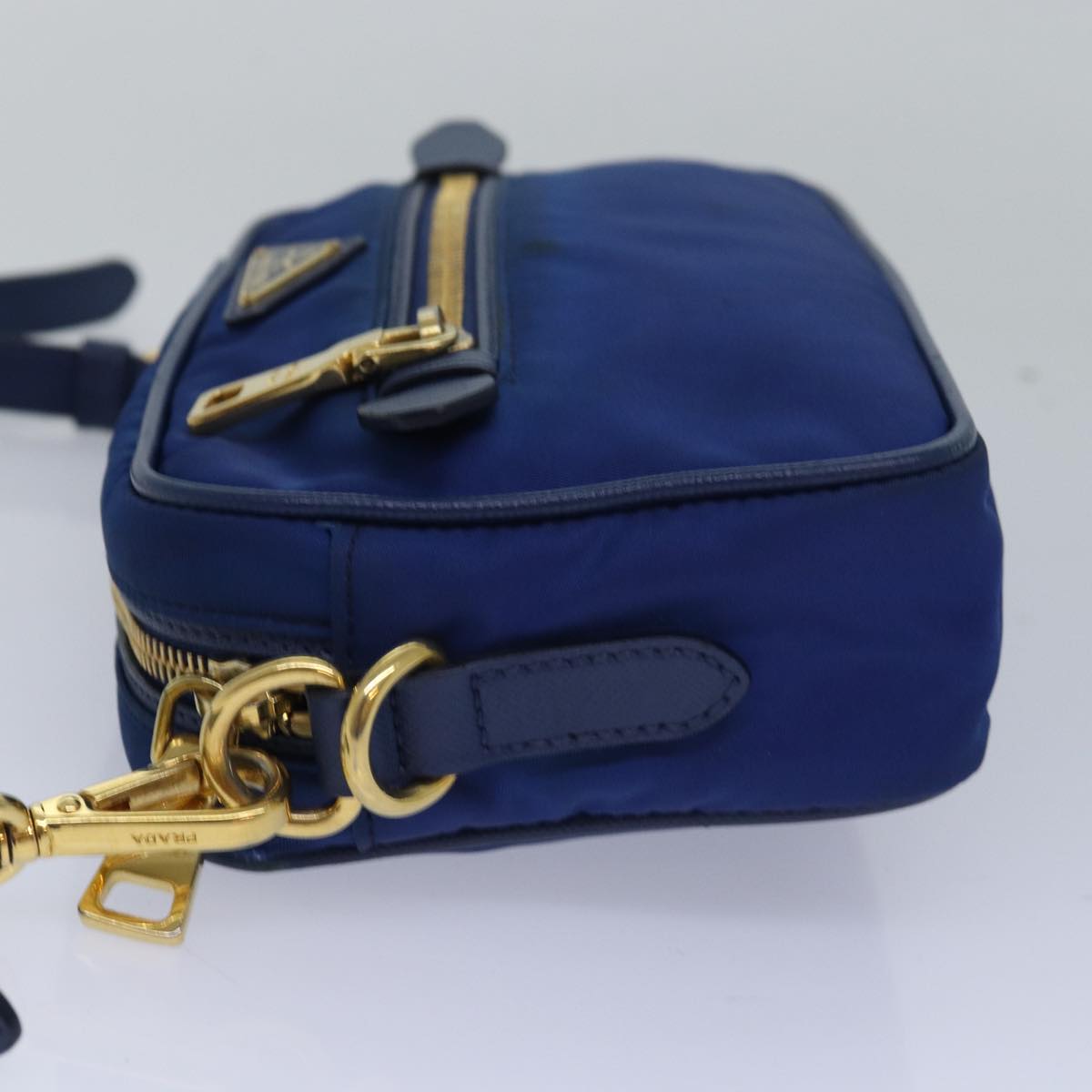Prada Shoulder Bag Auth Nylon Blue Blue Auth 80581