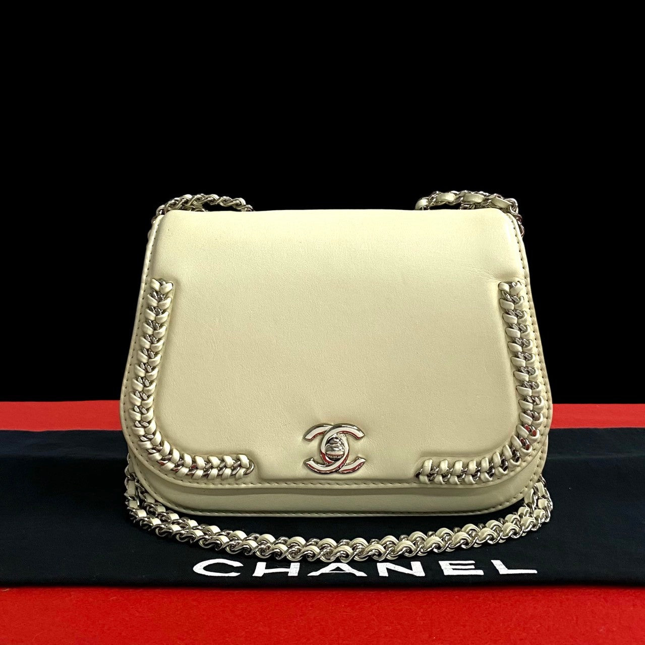 Chanel lambskin White Shoulder Bag
