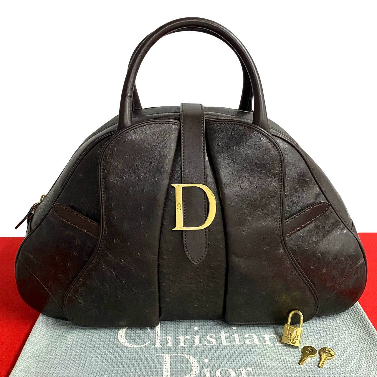 Dior Christian Ostrich Handbag Travel Bag