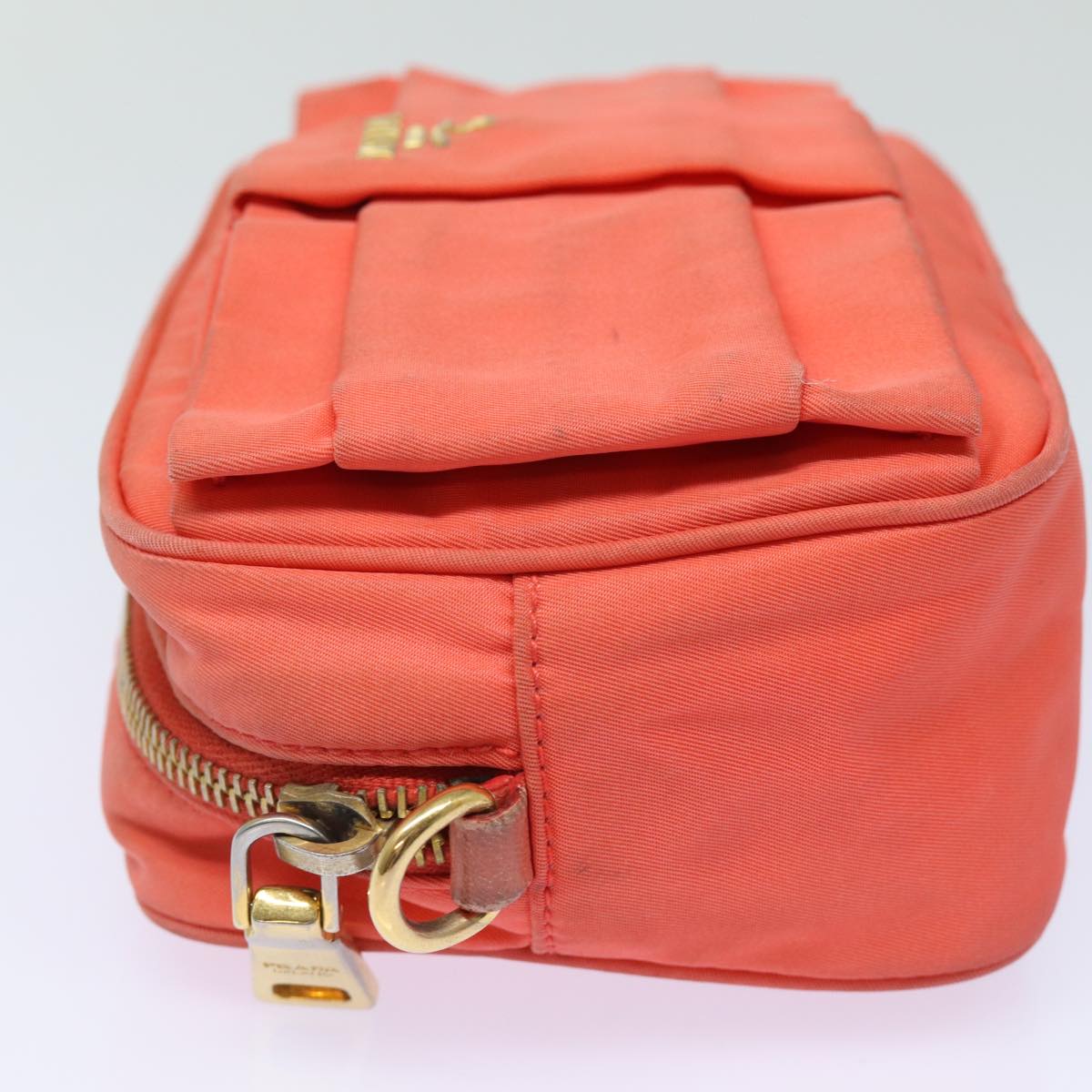 Prada Ribbon Shoulder Bag Auth Nylon Orange