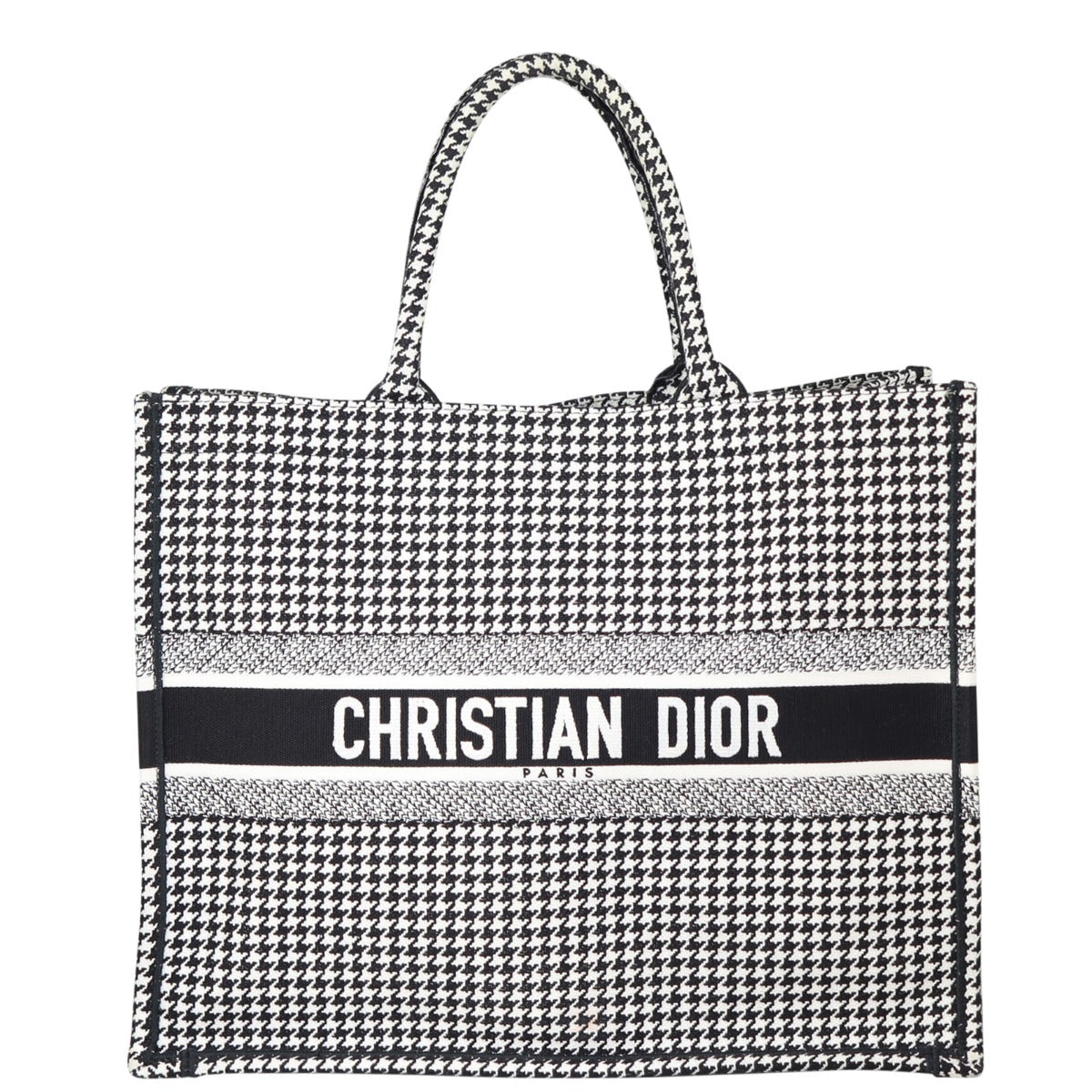 Dior Tote Bag Houndstooth Book Tote Canvas