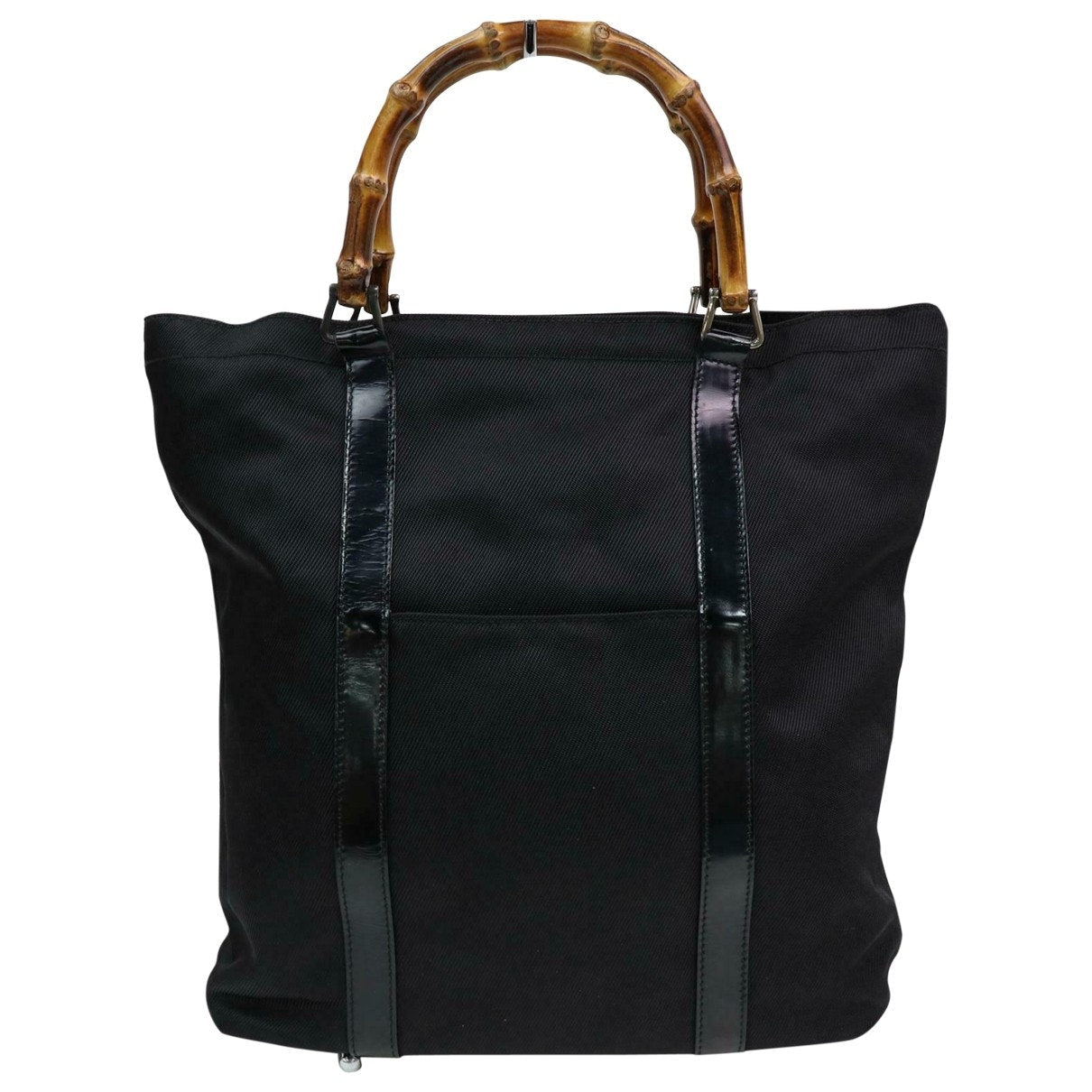 Gucci bamboo black cloth handbag