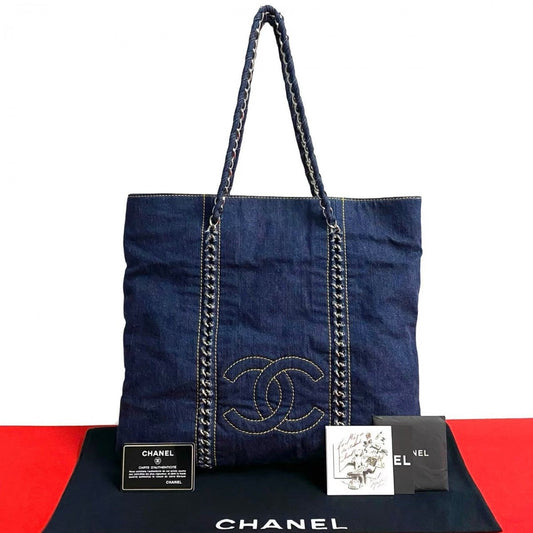 Chanel denim COCO Mark Blue Tote Bag
