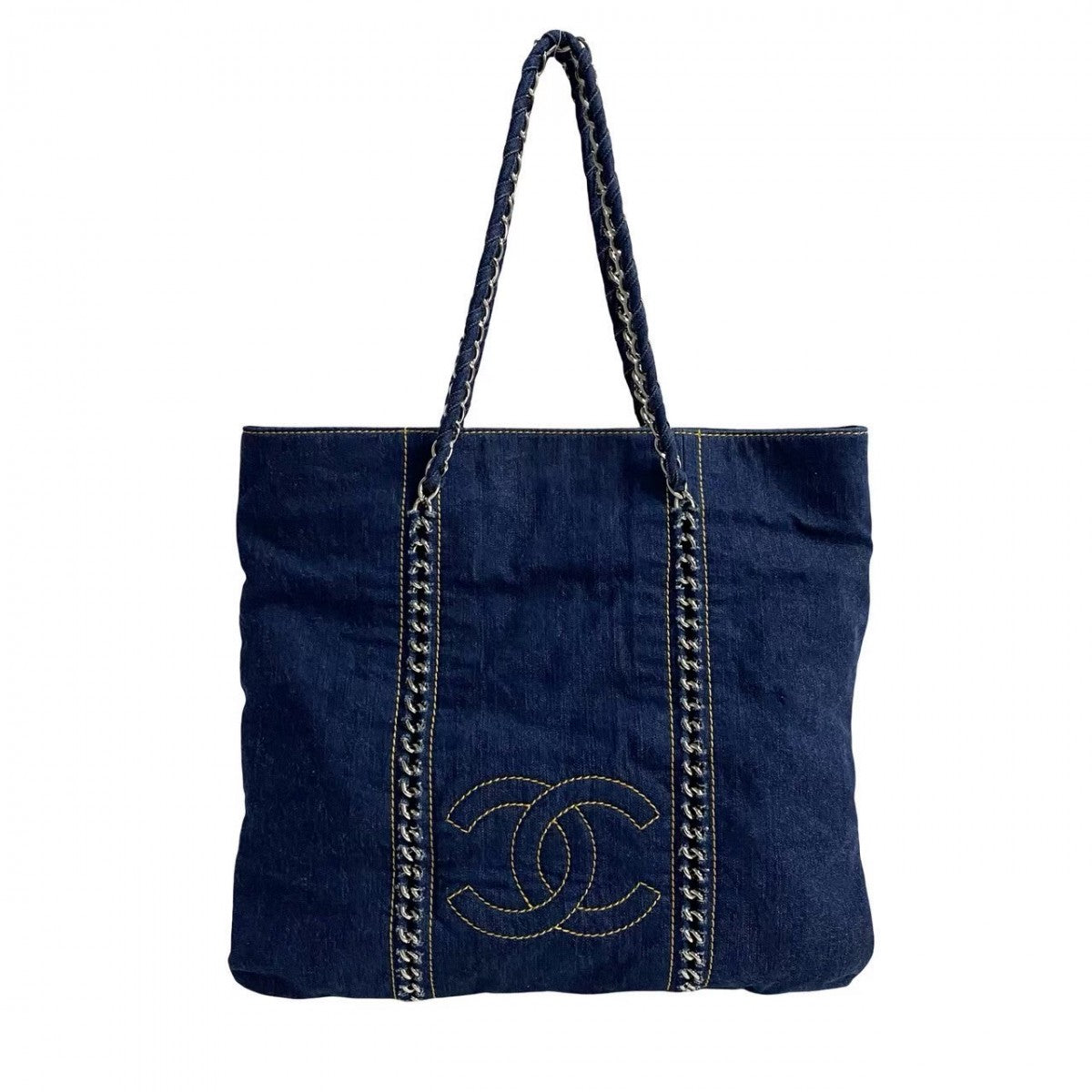 Chanel denim COCO Mark Blue Tote Bag