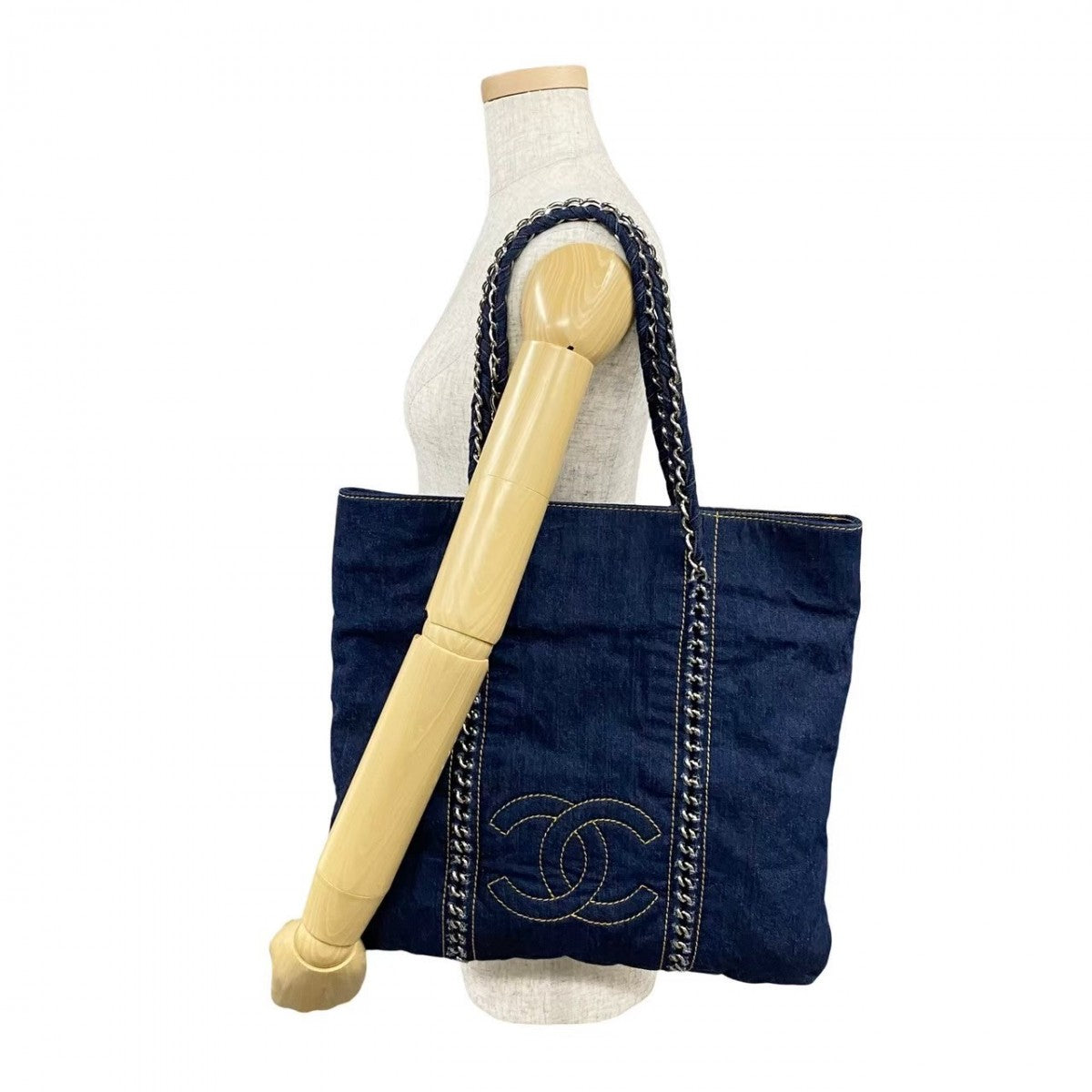 Chanel denim COCO Mark Blue Tote Bag