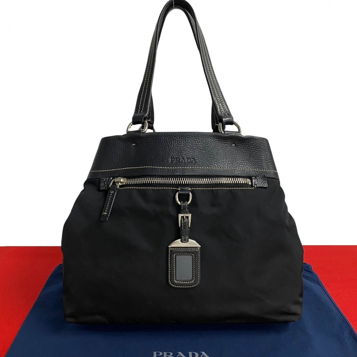Tote Bag Metal Women Leather Black