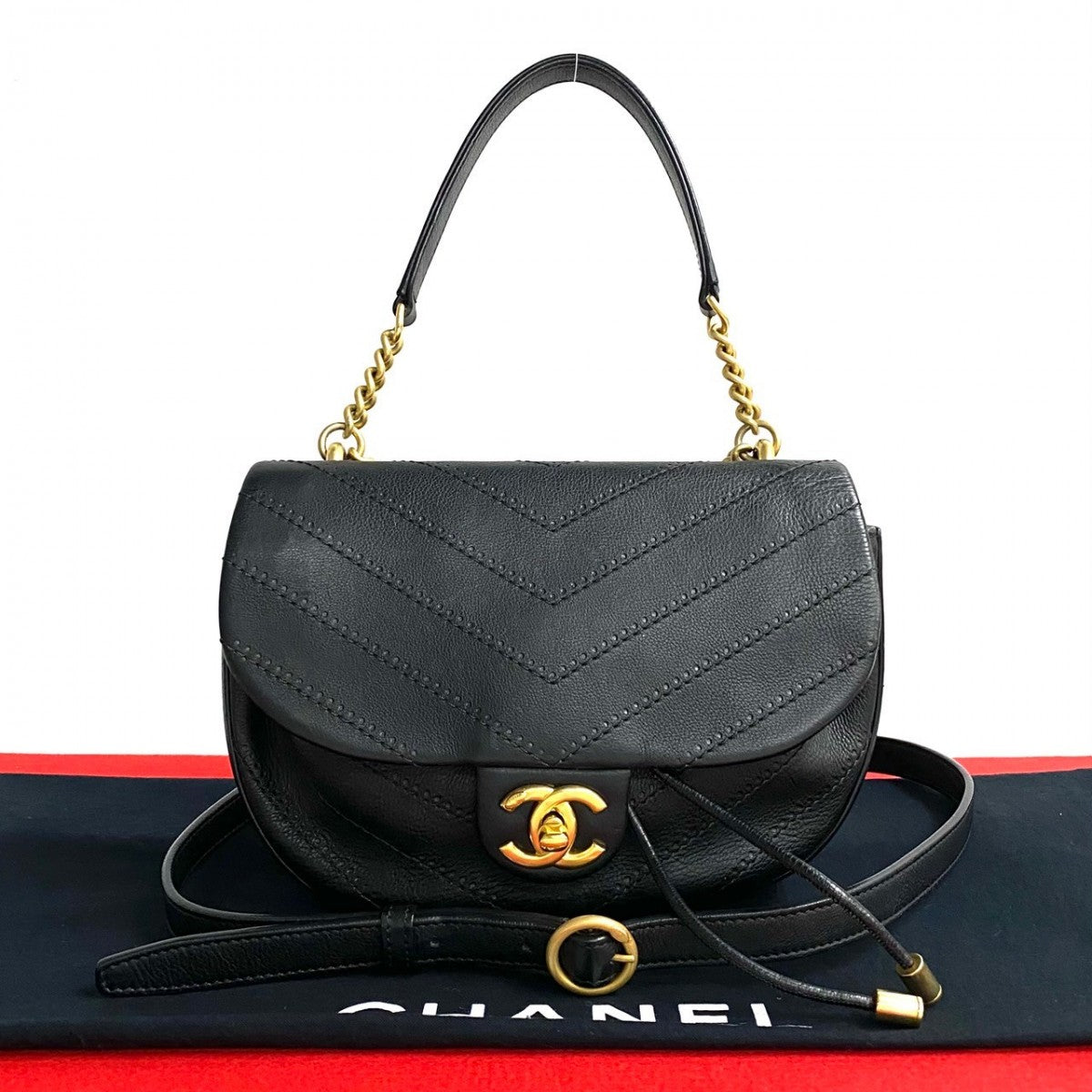 Chanel COCO Mark Black Leather Shoulder Bag