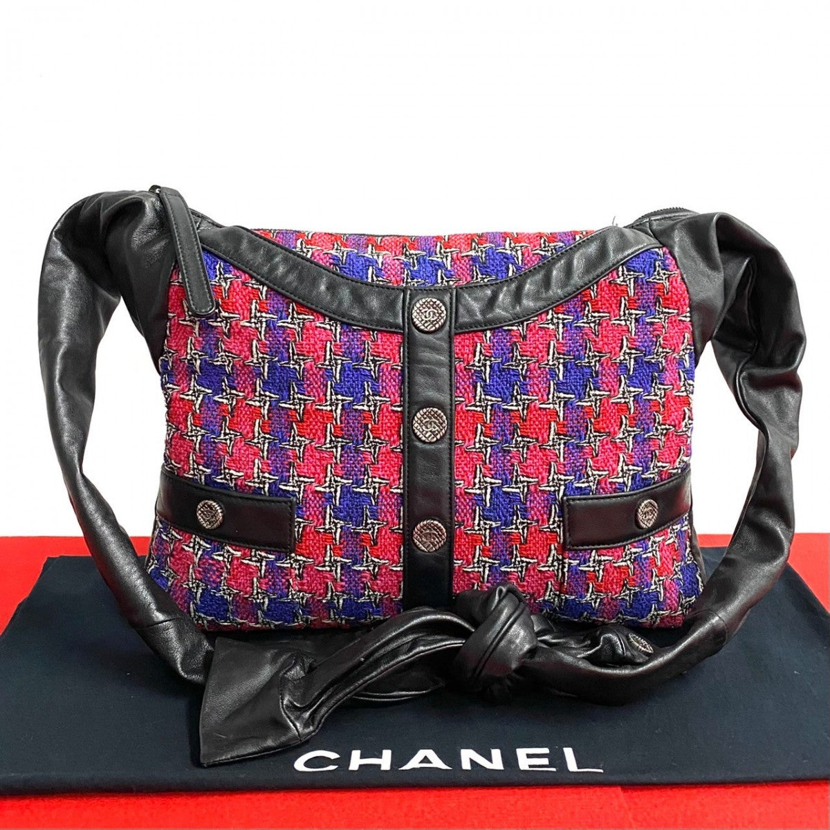 Chanel Tweed Lambskin COCO Mark Girl Pink Shoulder Bag