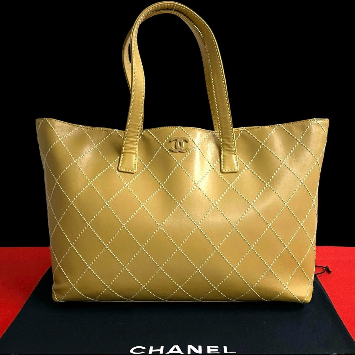 Chanel yellow COCO Mark Wild stitch Leather Tote Bag