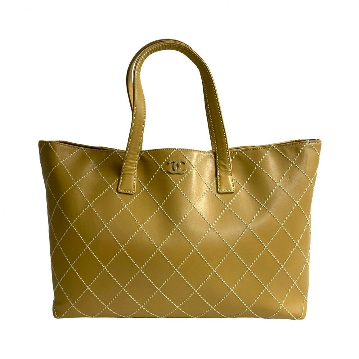 Chanel yellow COCO Mark Wild stitch Leather Tote Bag