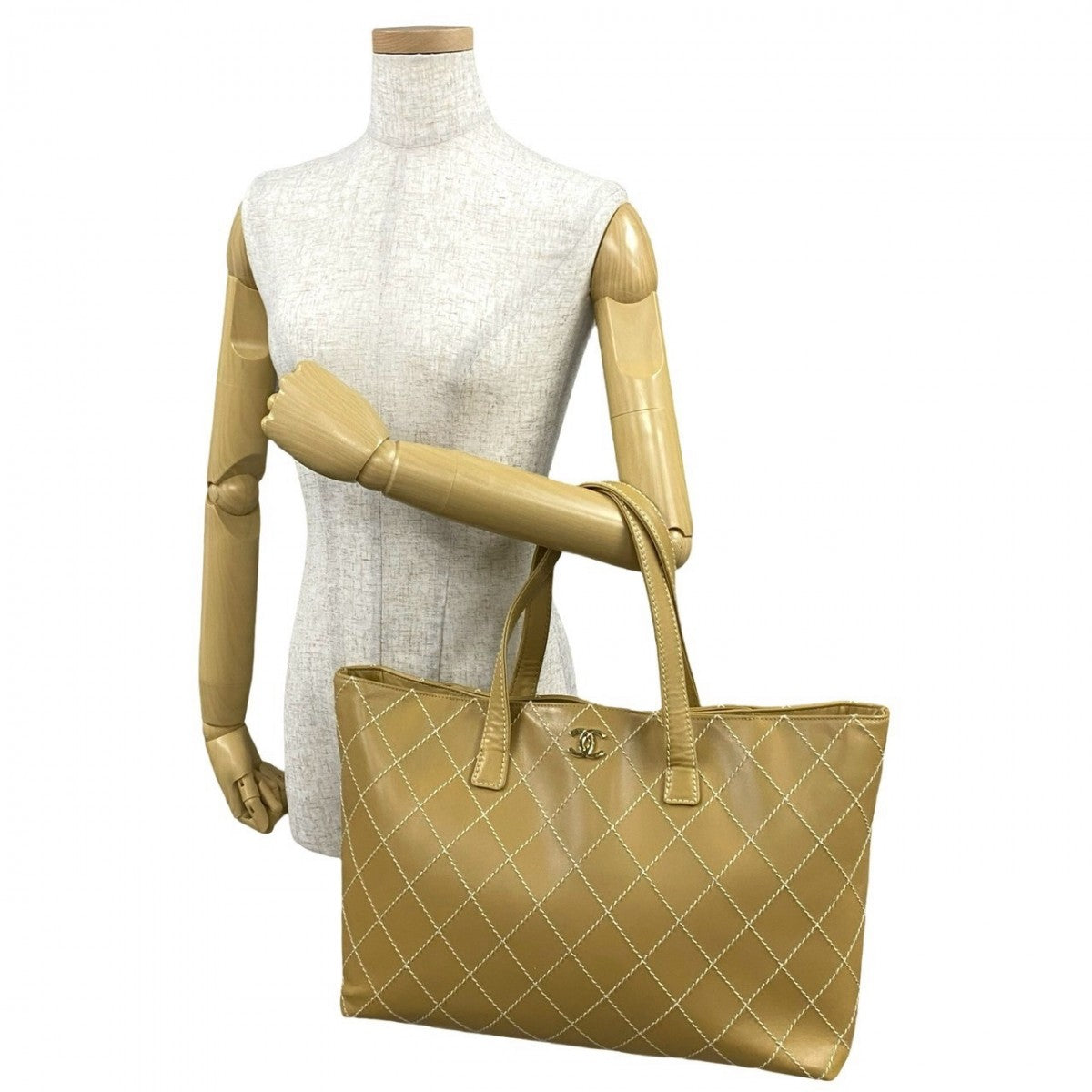 Chanel yellow COCO Mark Wild stitch Leather Tote Bag