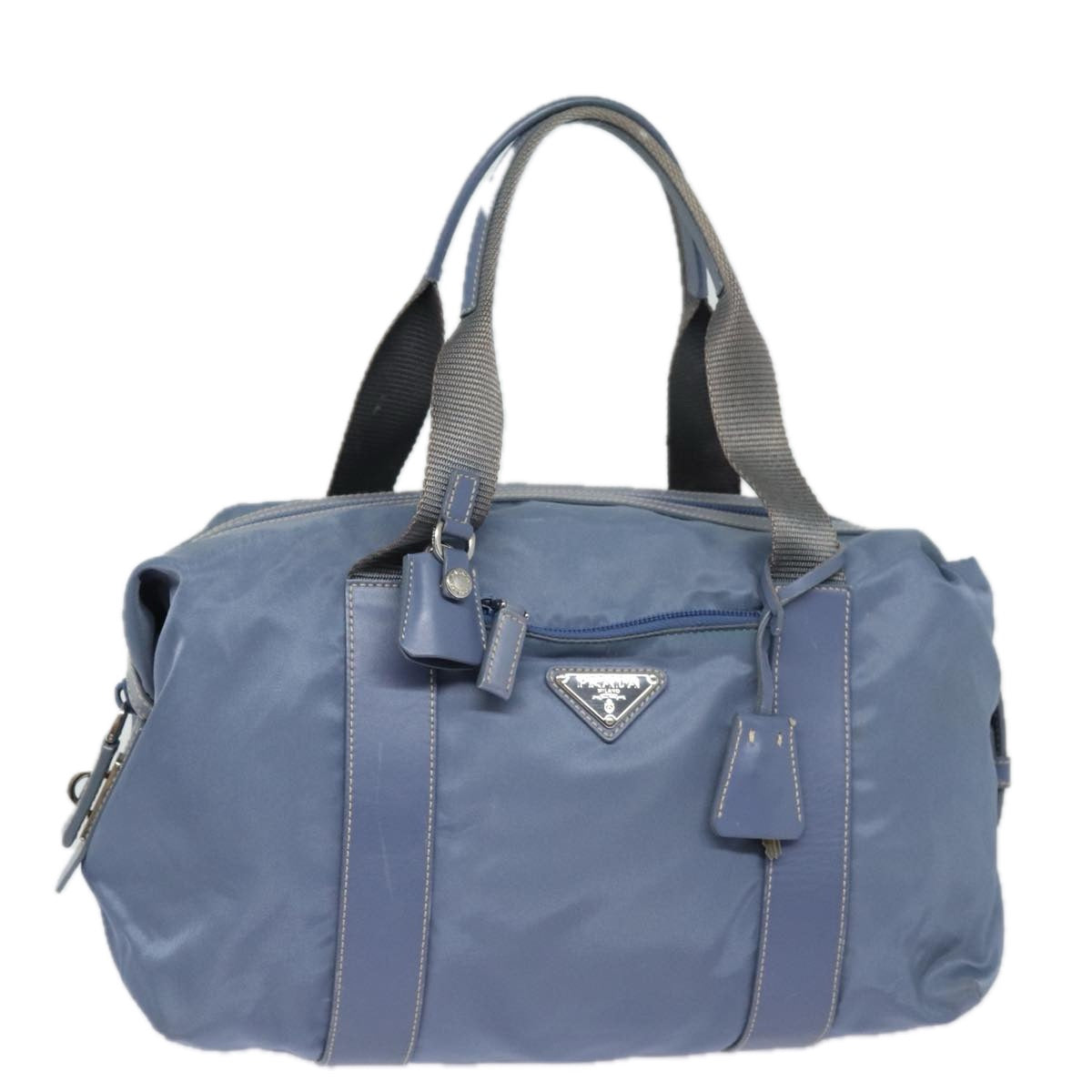 Prada Hand Bag Auth Nylon Blue Travel Bag
