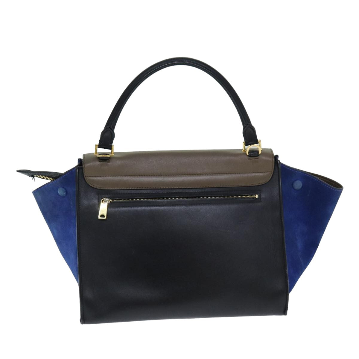 Luxury Hand Bag Brown Blue Leather Suede Travel Bag