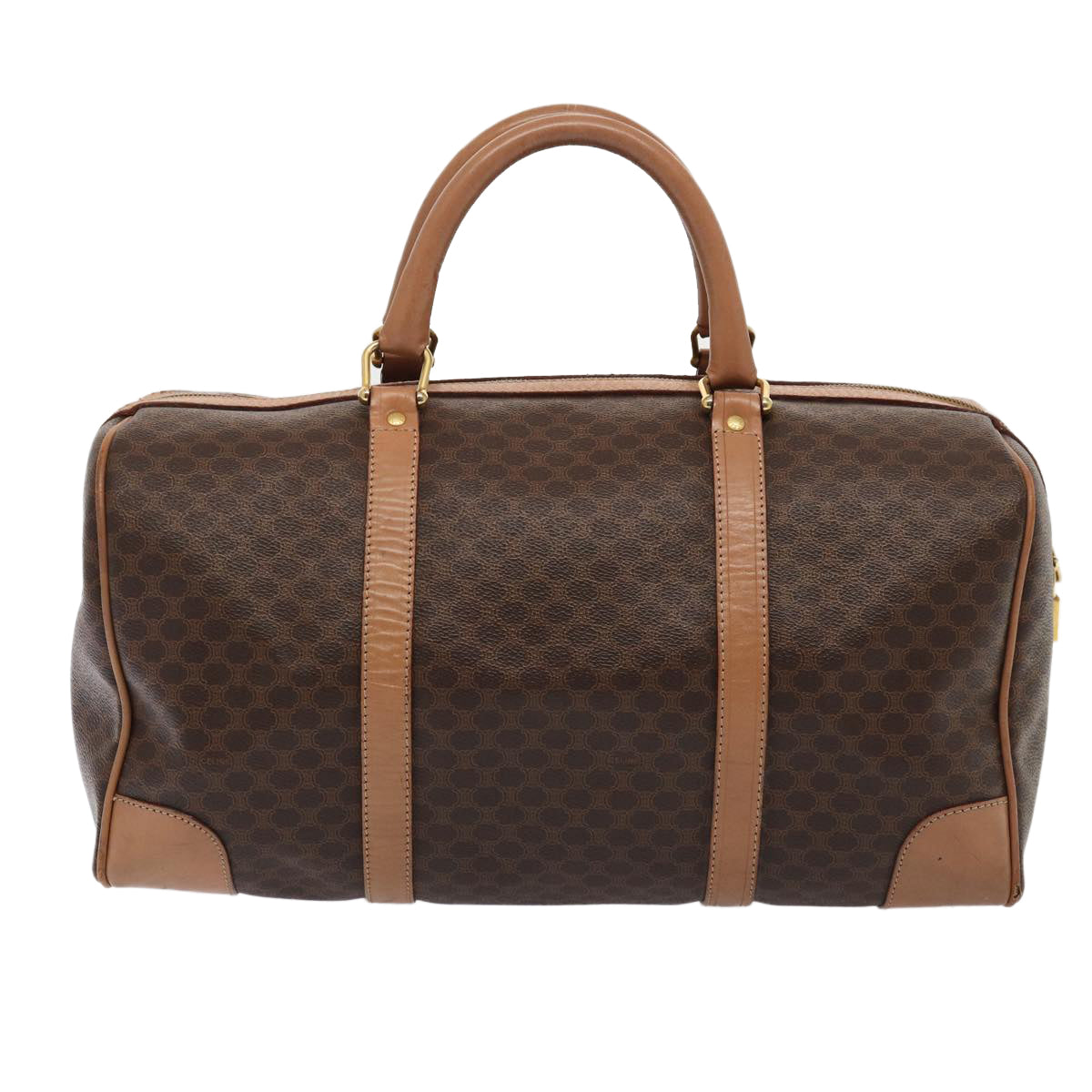 Luxury Macadam Boston Bag Pvc Leather Canvas Travel Bag Leather Brown