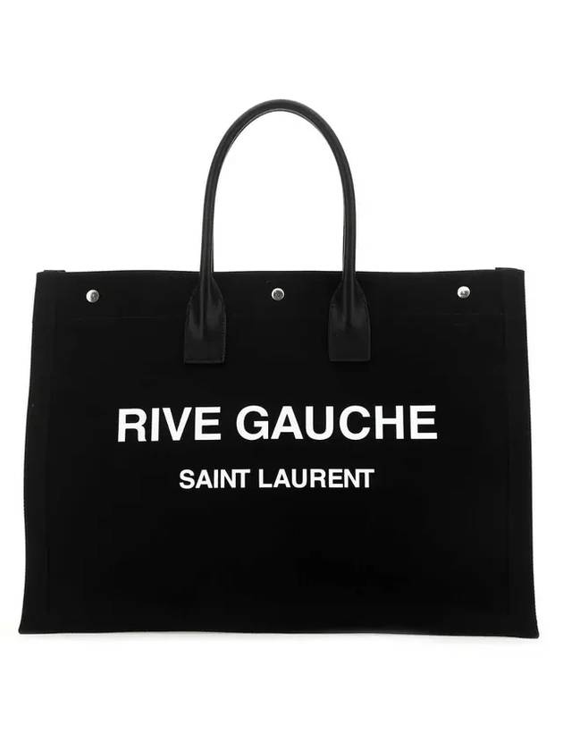 YSL Saint Laurent Saint Laurent Trending Women Rive Gauche Print Canvas Black Tote Bag