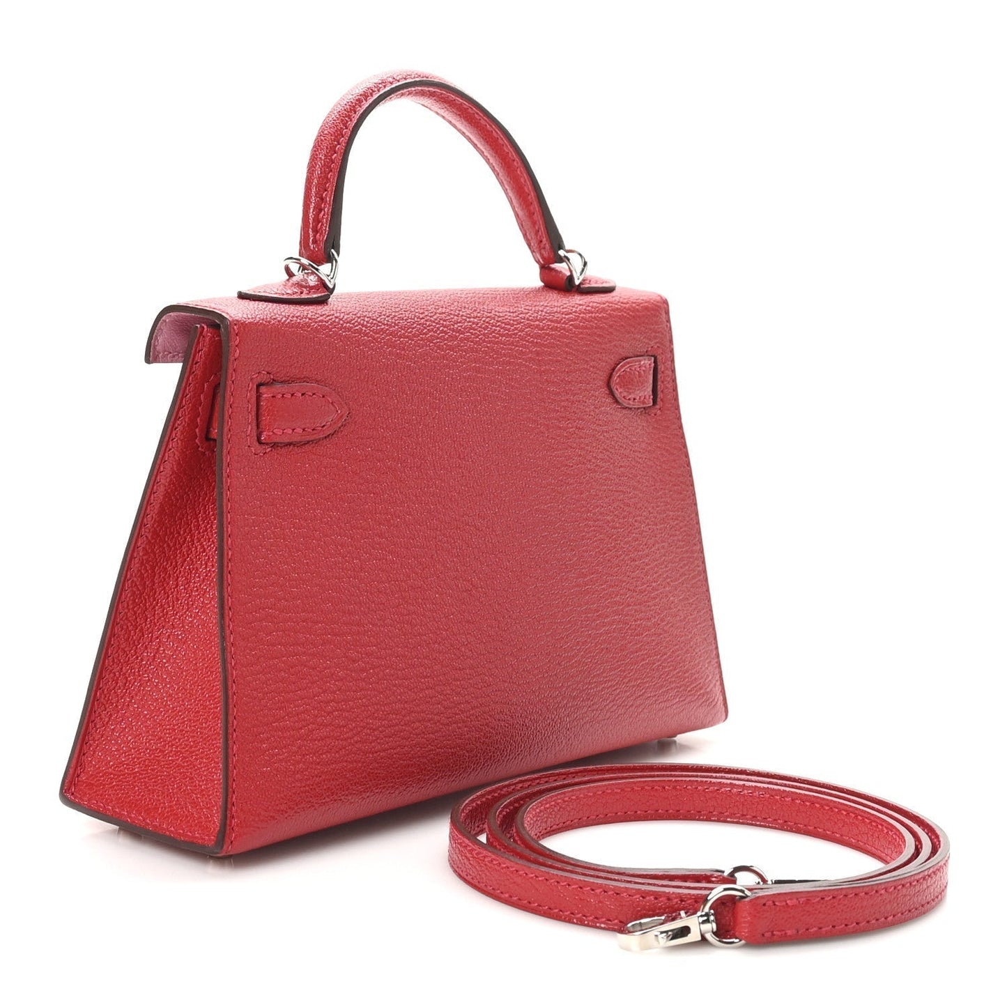 Hermes Chevre Mysore Verso Kelly Sellier Rouge Cas Ue Mini Travel Bag