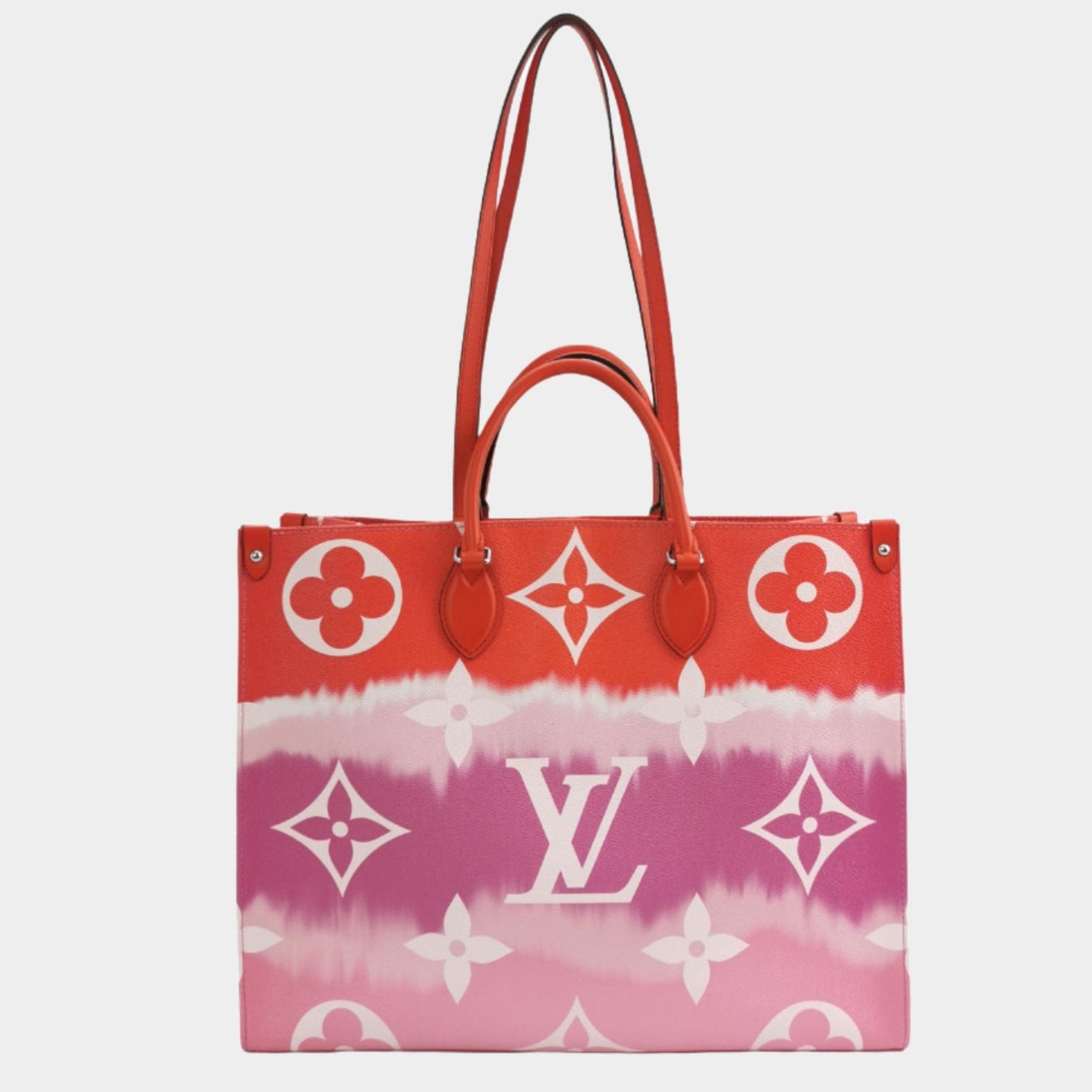 Louis Vuitton OnTheGo Escale Rouge GM Monogram Canvas Leather Brown Tote Bag
