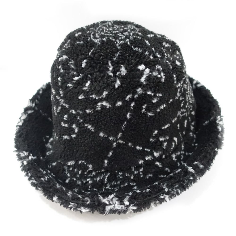 Chanel Bucket Hat  7847 S Size 21B Fur Boar Black Hat Small