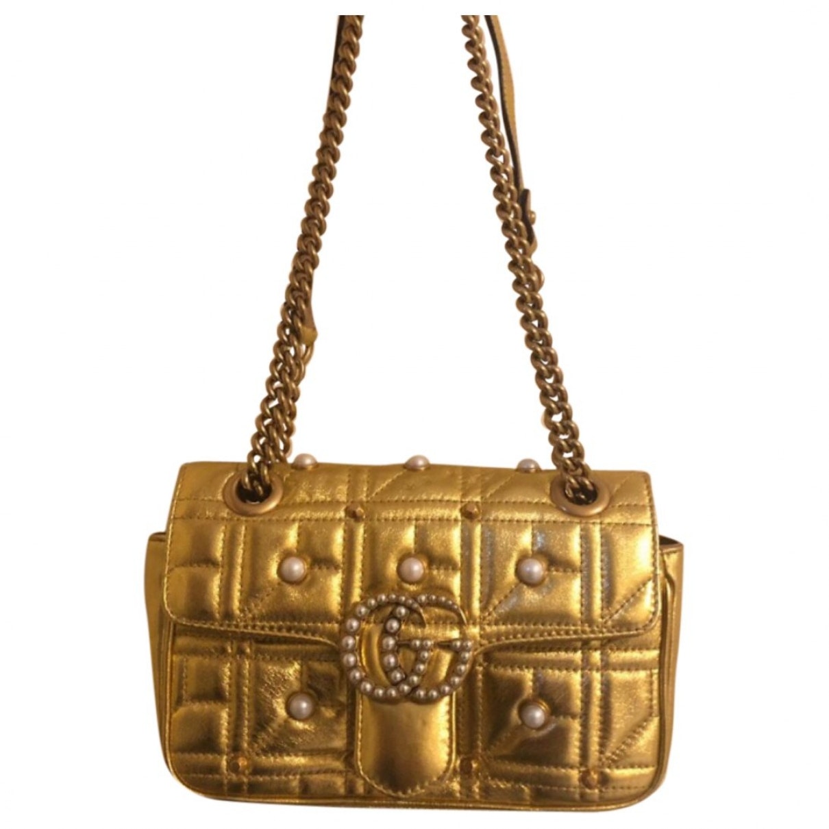 Gucci marmont gold leather handbag