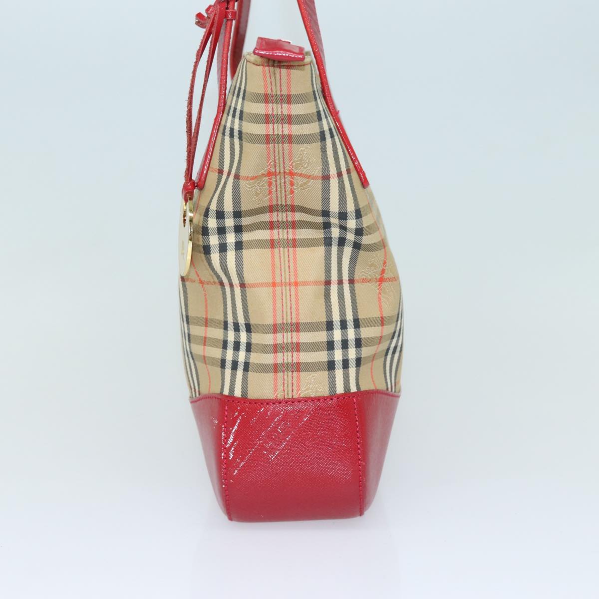 Burberry Luxury Nova Check Tote Bag Auth Canvas Beige Red