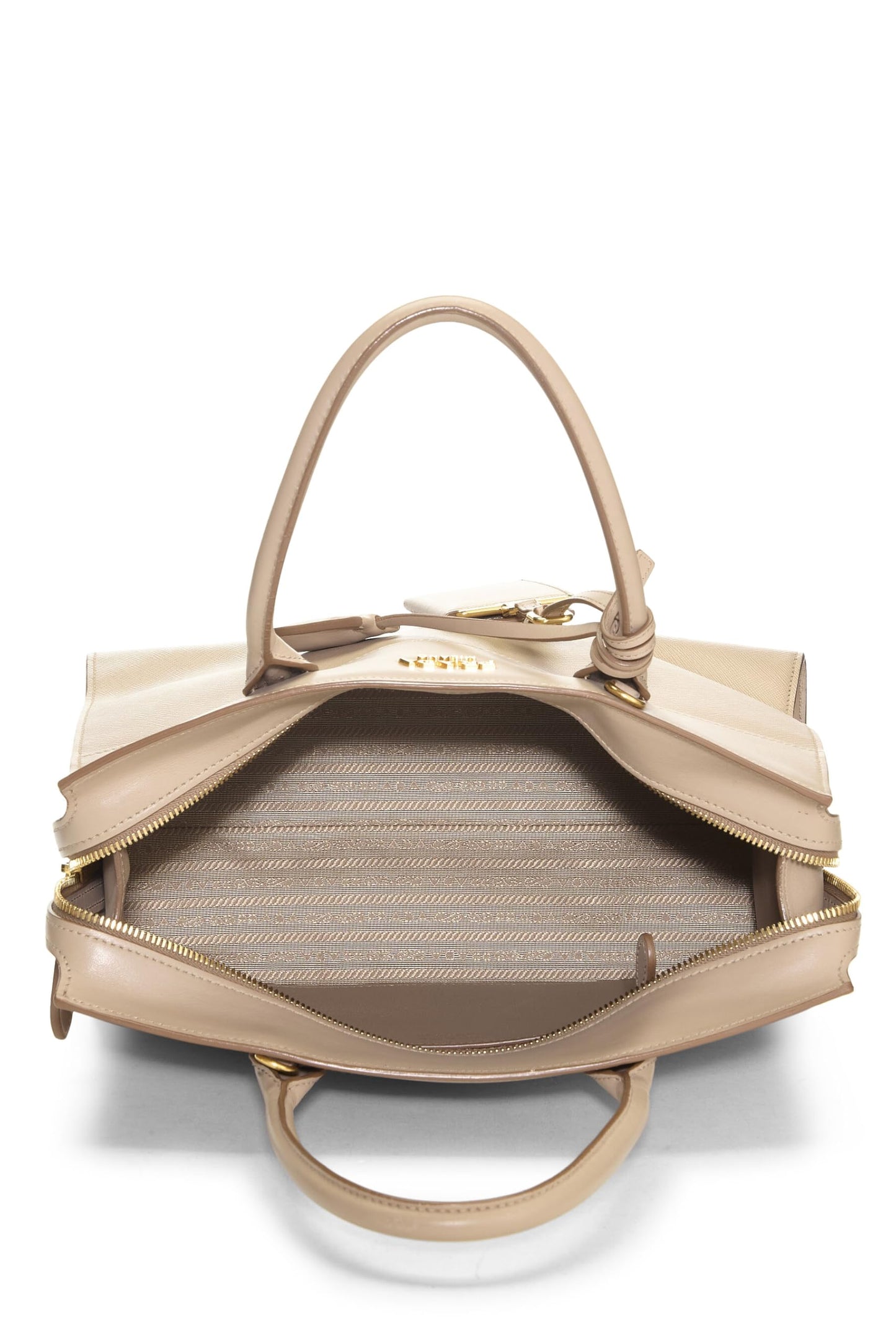 Prada Esplanade Luxury Handbag Saffiano Beige Medium Travel Bag