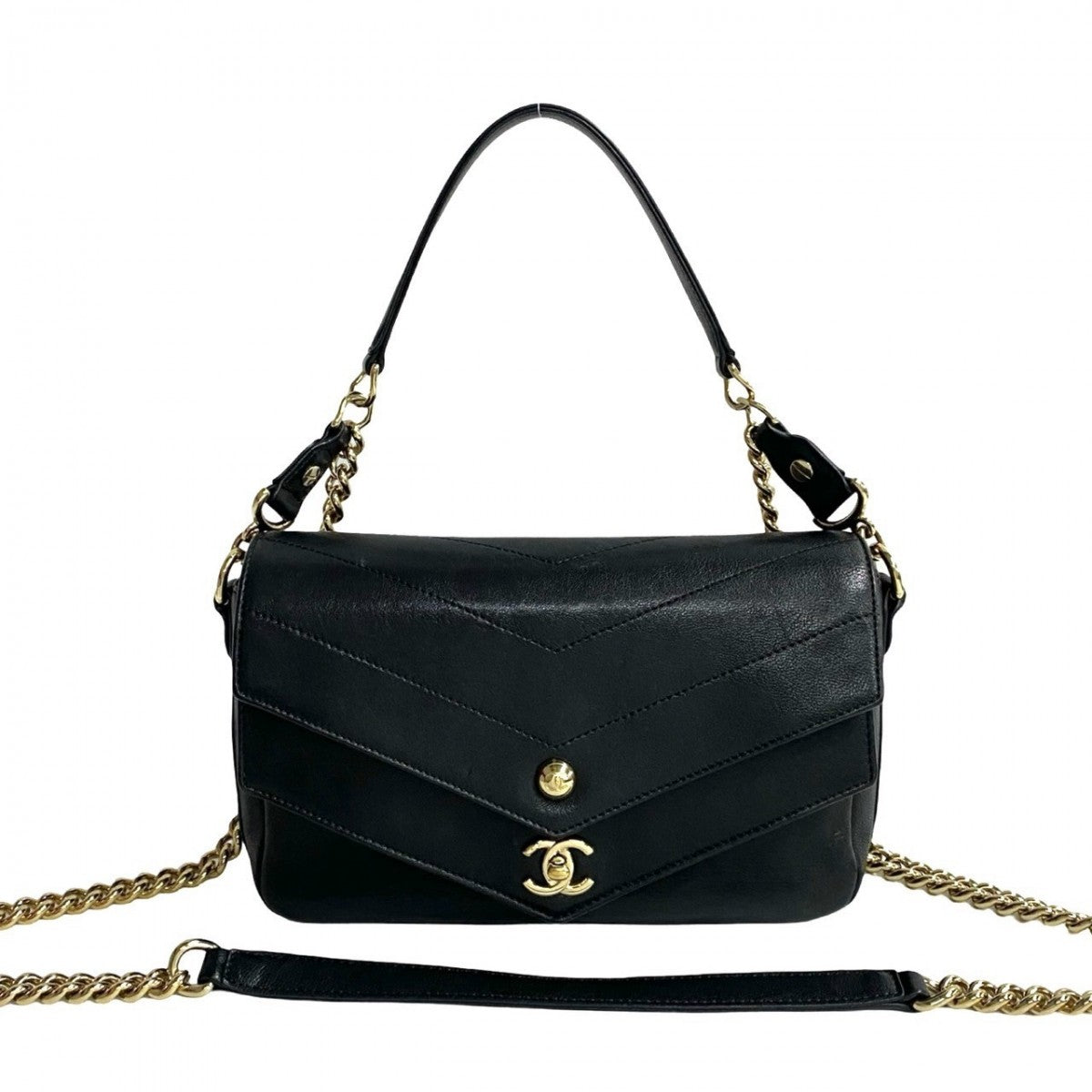 Chanel COCO Mark Vstitch Black Leather Shoulder Bag