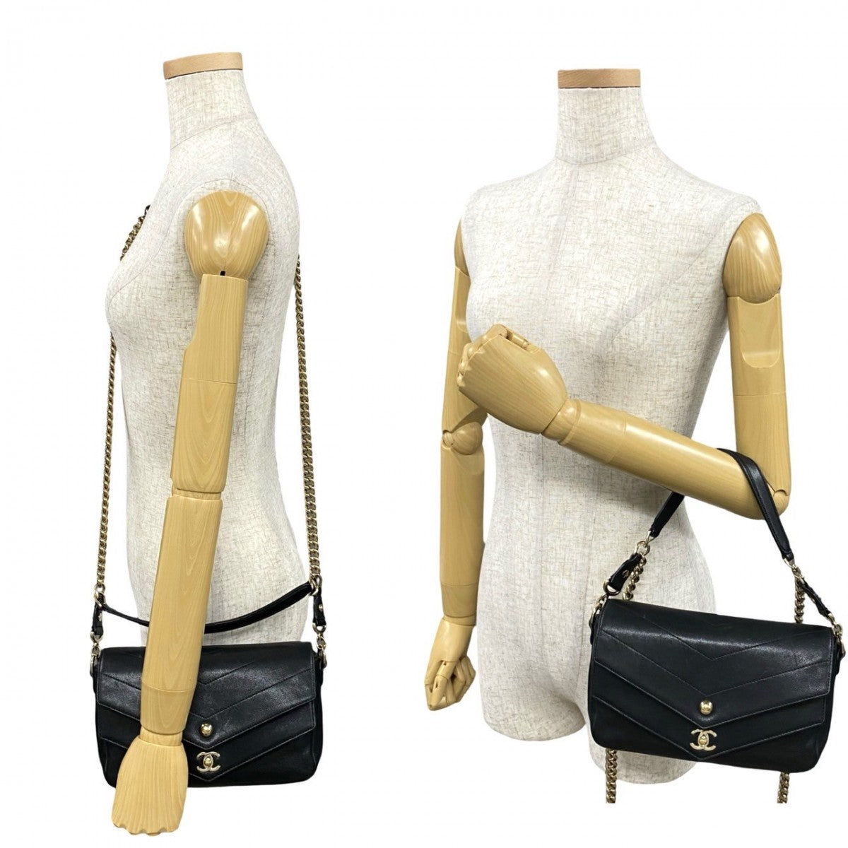 Chanel COCO Mark Vstitch Black Leather Shoulder Bag