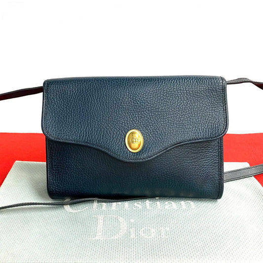 Dior Shoulder Bag Navy Cd Women Leather Logo
