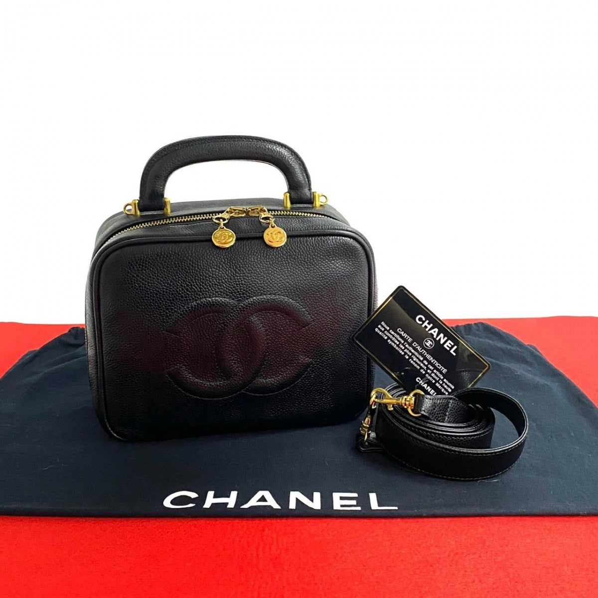 Chanel Matt caviar skin COCO Mark Black Shoulder Bag
