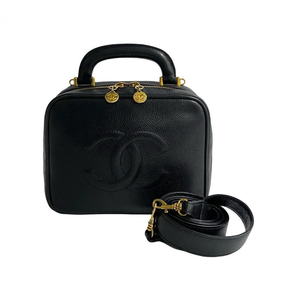 Chanel Matt caviar skin COCO Mark Black Shoulder Bag