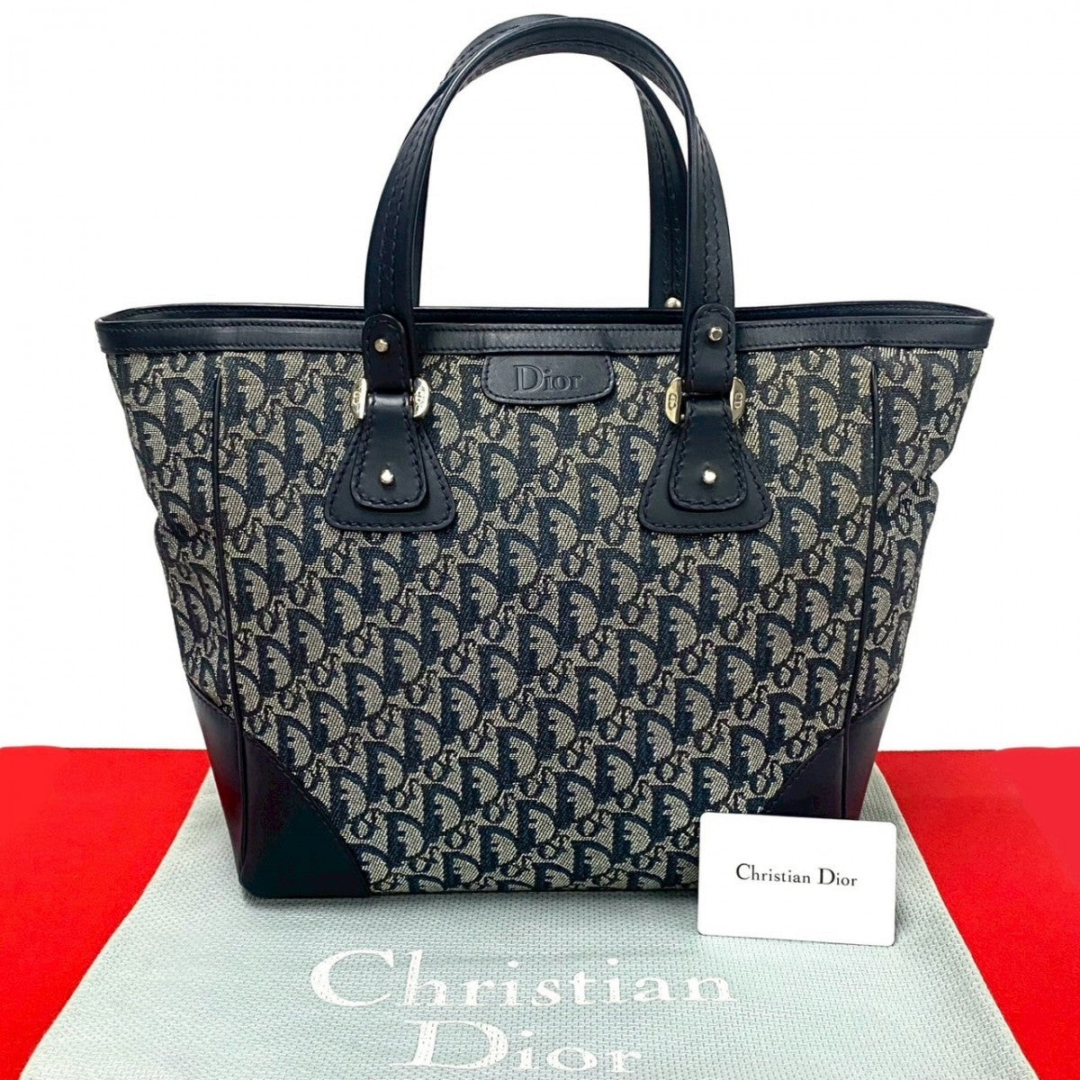 Dior Handbag , Navy Trotter Pattern Women Leather Canvas Travel Bag