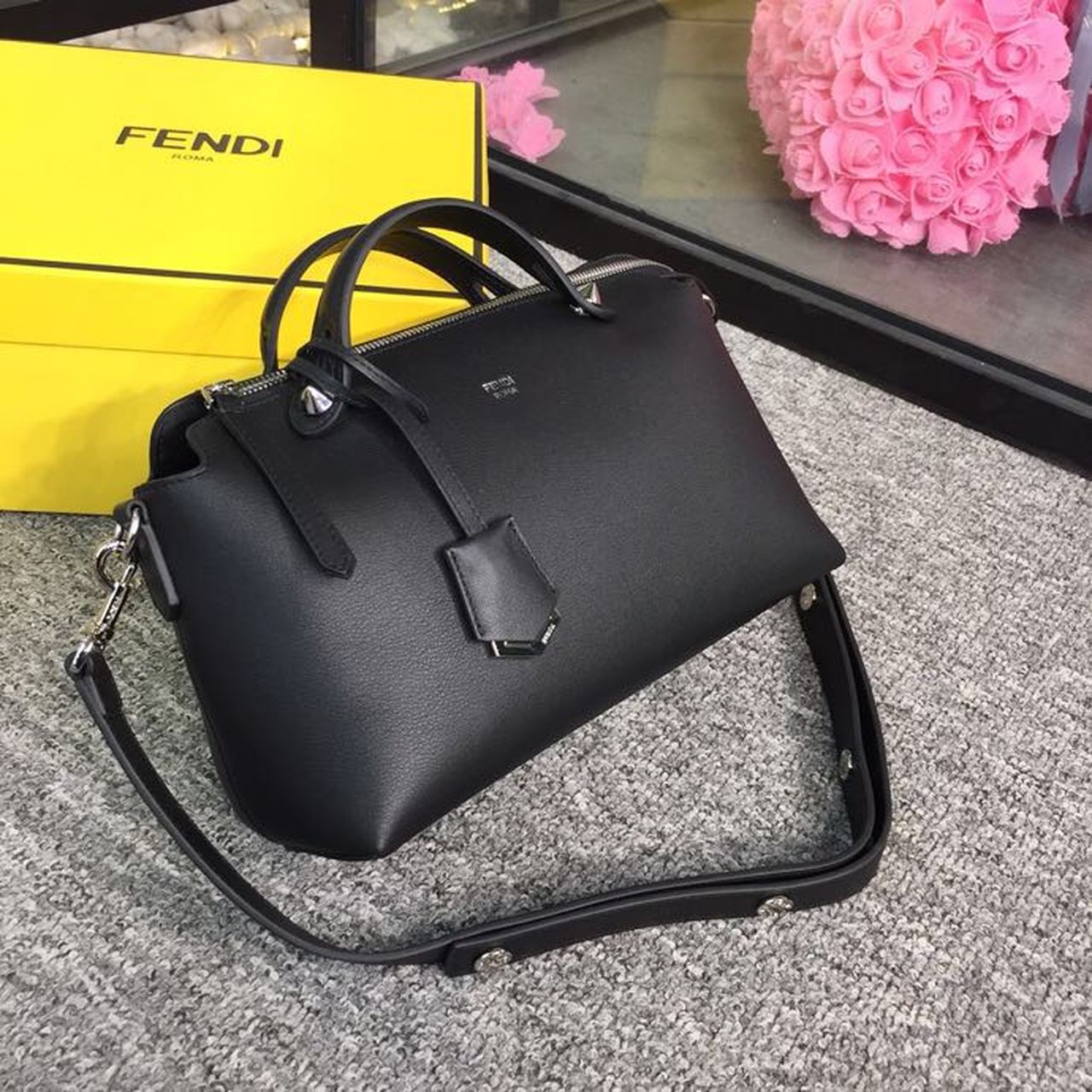 Fendi Top QualityTop Quality By Way Black Medium FF Crossbody Bag