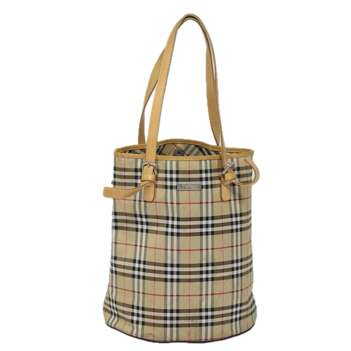 Burberry Luxury ss Nova Check Label Shoulder Bag Auth Canvas Beige Blue