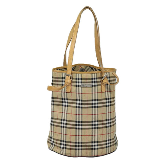Burberry Luxury ss Nova Check Label Shoulder Bag Auth Canvas Beige Blue