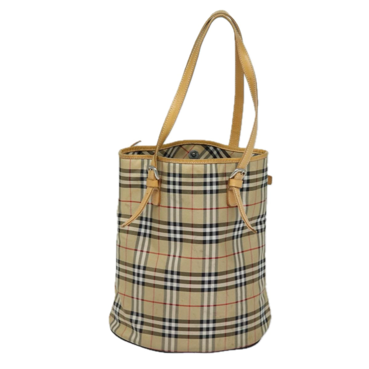 Burberry Luxury ss Nova Check Label Shoulder Bag Auth Canvas Beige Blue