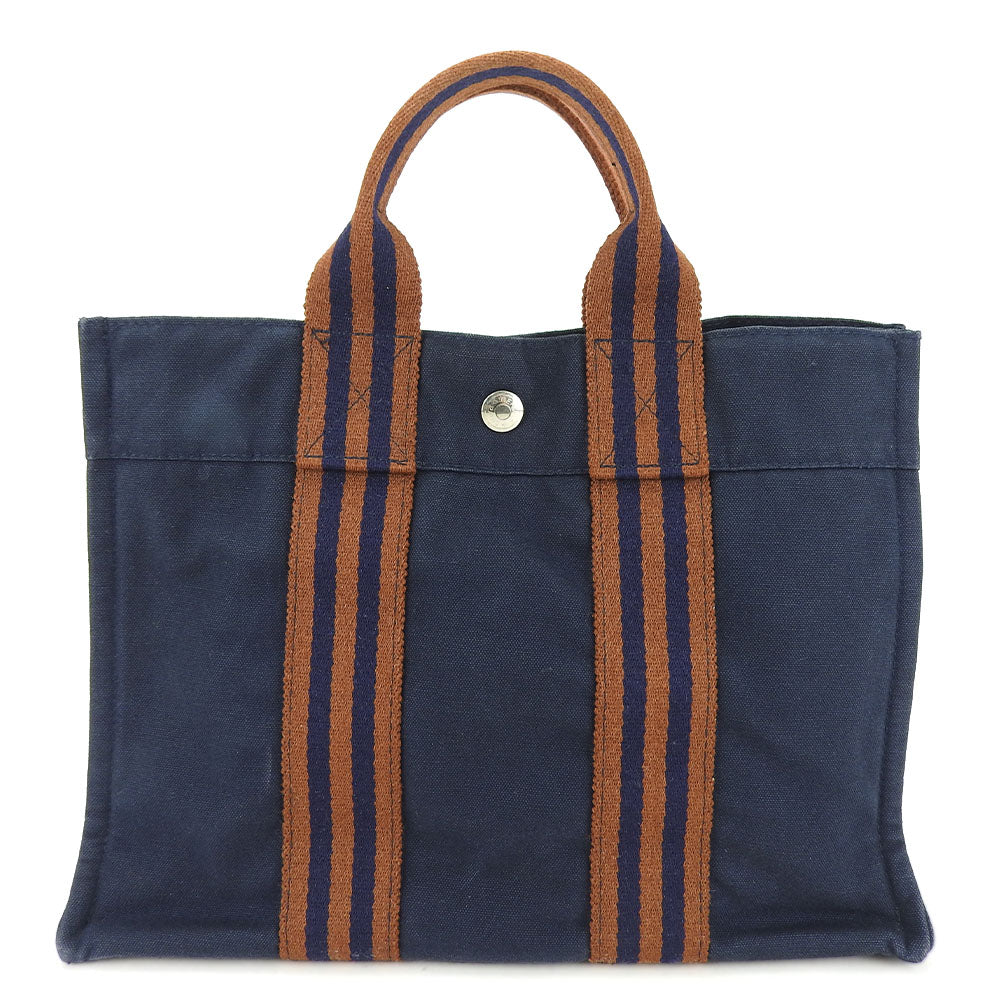 Hermes Tote Bag Fool Toepm Unisex Unisex Canvas Navy