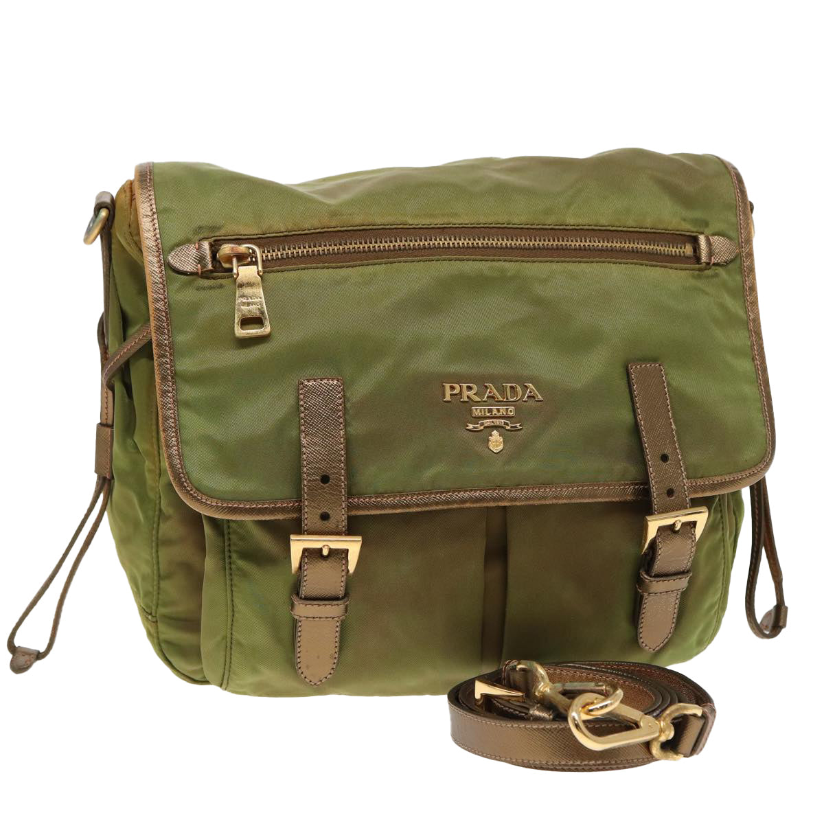 Prada Shoulder Bag Khaki Auth Nylon Khaki Auth 81174