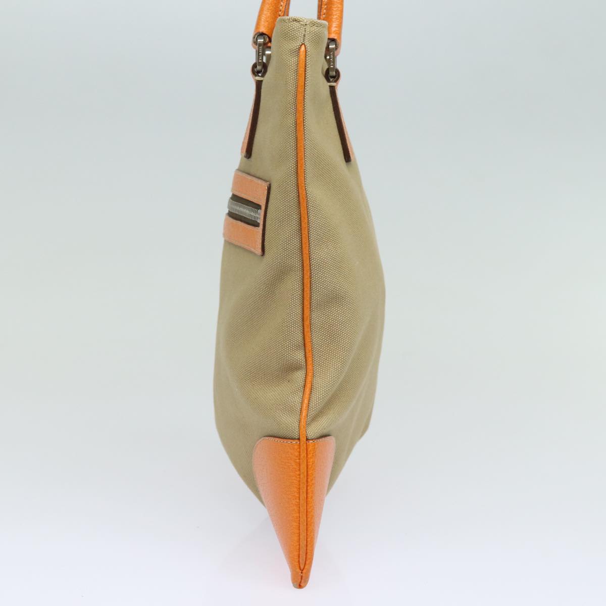 Prada Hand Bag Auth Canvas Beige Orange Travel Bag