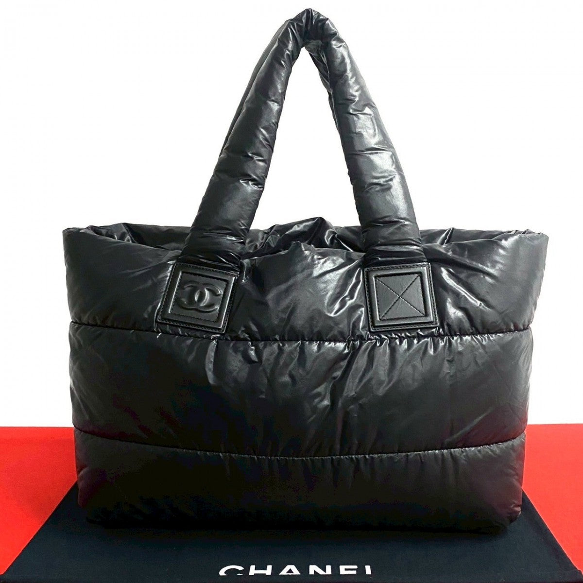 Chanel Nylon COCO Mark Cococoon Black Tote Bag