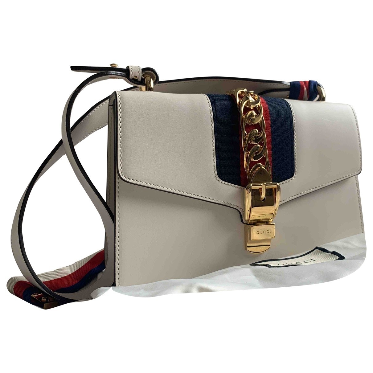Gucci sylvie white leather handbag