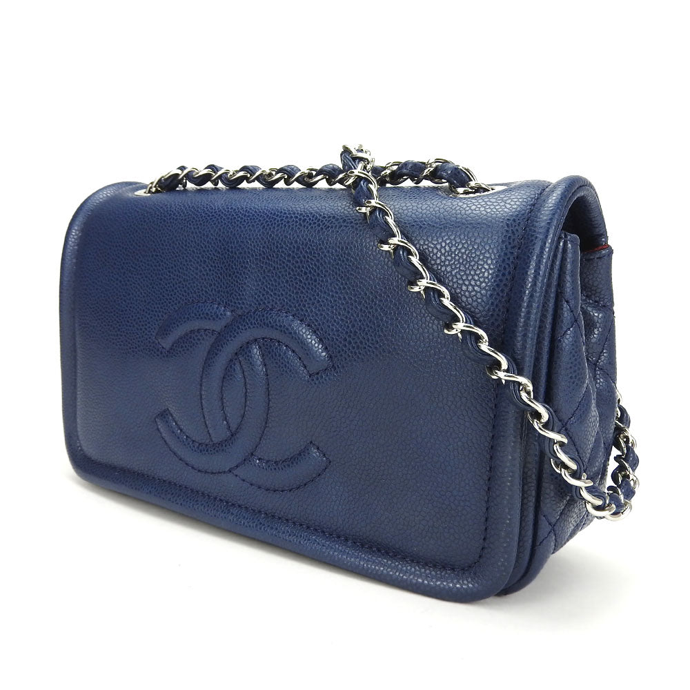 Chanel Caviar skin Navy Matrasse Shoulder Bag