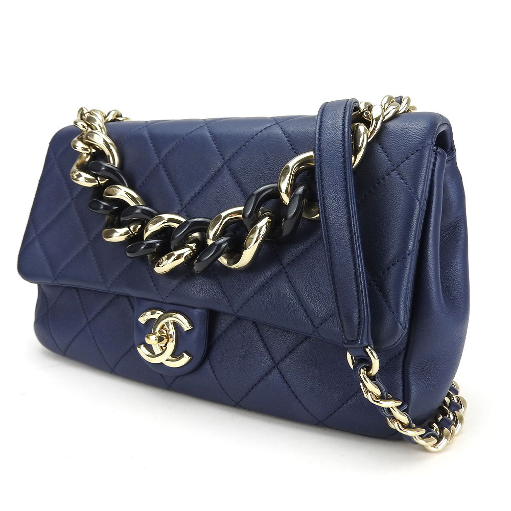 Chanel lambskin Navy Matrasse Shoulder Bag