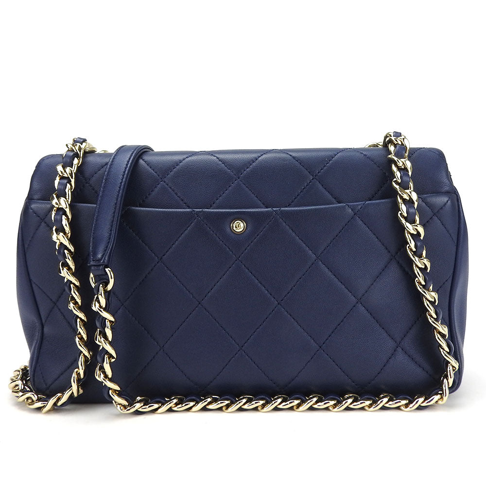 Chanel lambskin Navy Matrasse Shoulder Bag